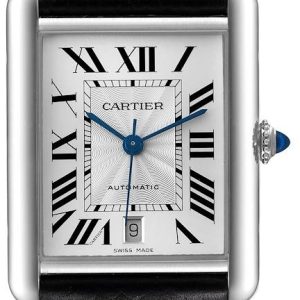 Cartier Herrklocka WSTA0040 Tank Must De Silverfärgad/Läder