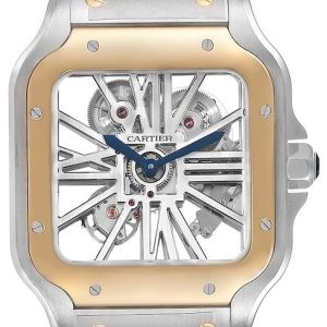 Cartier Santos 100 Herrklocka WHSA0019 Skelettskuren/18 karat gult