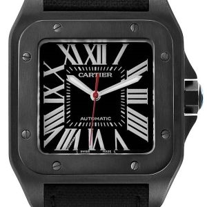 Cartier Santos 100 Herrklocka WSSA0006 Svart/Läder