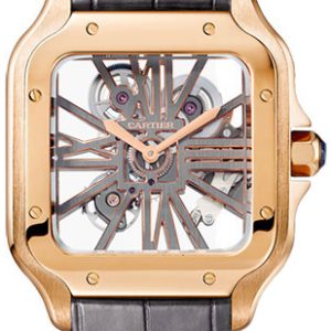 Cartier Santos De Cartier Herrklocka WHSA0010 Skelettskuren/Läder