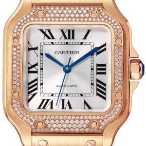 Cartier Santos De Cartier WJSA0009 Silverfärgad/18 karat roséguld