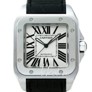 Cartier Santos Santos 100 Herrklocka W20073X8 Silverfärgad/Läder