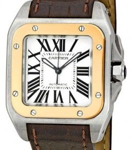 Cartier Santos Santos 100 W20107X7 Silverfärgad/Läder 32x32 mm