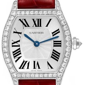 Cartier Tortue Damklocka WA501007 Silverfärgad/Läder