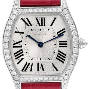 Cartier Tortue Damklocka WA501009 Silverfärgad/Läder