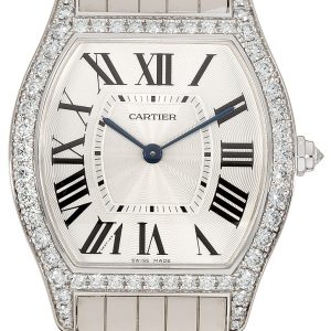 Cartier Tortue Damklocka WA501013 Silverfärgad/18 karat vitt guld