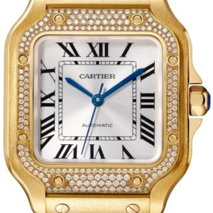 Cartier WJSA0010 Santos De Silverfärgad/18 karat gult guld