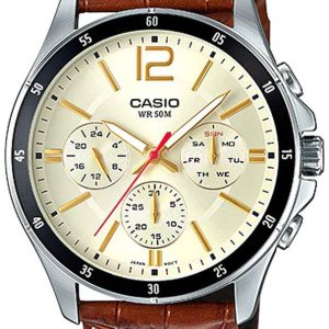 Casio 99999 Herrklocka MTP-1374L-9A2 Champagnefärgad/Läder Ø43.5 mm