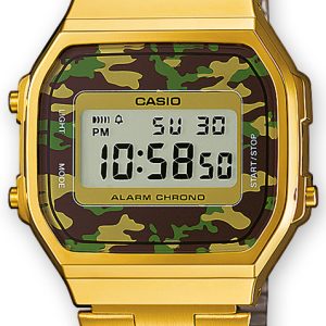 Casio A168WEGC-3EF Collection LCD/Gulguldtonat stål 36.3x38.6 mm