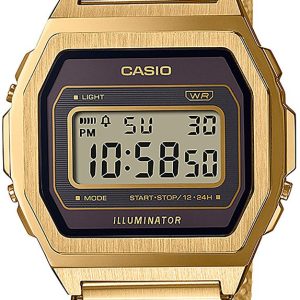 Casio Damklocka A1000MGA-5EF Vintage LCD/Gulguldtonat stål