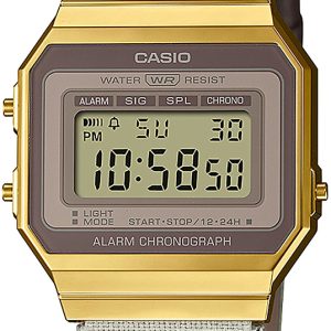 Casio Damklocka A700WEGL-7AEF Vintage LCD/Läder