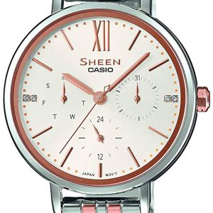 Casio Damklocka SHE-3064SPG-7AUER Sheen Vit/Roséguldstonat stål