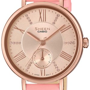 Casio Damklocka SHE-3066PGL-4AUEF Sheen Roséguldstonad/Läder Ø34 mm