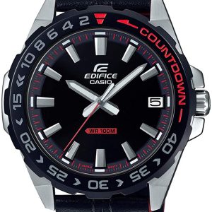 Casio Edifice Herrklocka EFV-120BL-1AVUEF Svart/Läder Ø41 mm