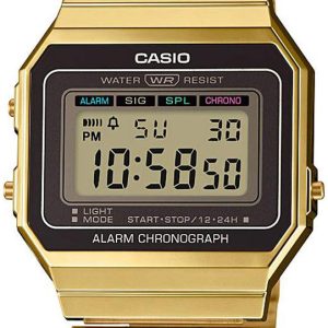 Casio Herrklocka A700WEG-9AEF Collection LCD/Gulguldtonat stål