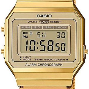 Casio Herrklocka A700WEMG-9AEF Collection LCD/Gulguldtonat stål