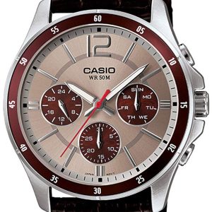 Casio Herrklocka MTP-1374L-7A1 Silverfärgad/Läder Ø43.5 mm