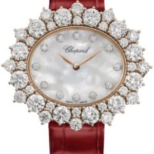 Chopard Damklocka 13A390-5102 Diamond Hour Vit/Läder Ø40 mm