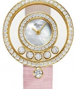 Chopard Damklocka 203957-0001 Ladies Happy Diamonds Vit/Textil Ø30 mm