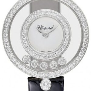 Chopard Damklocka 203957-1201 Happy Diamonds Vit/Läder Ø24 mm