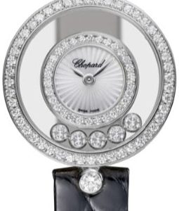 Chopard Damklocka 203957-1214 Happy Diamonds Vit/Läder Ø25.8 mm