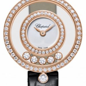 Chopard Damklocka 203957-5201 Happy Diamonds Icons Vit/Läder Ø25 mm