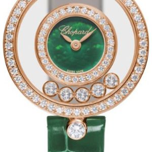 Chopard Damklocka 203957-5209 Happy Diamonds Grön/Läder Ø25.8 mm