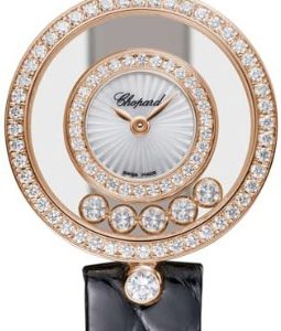 Chopard Damklocka 203957-5214 Happy Diamonds Vit/Läder Ø25.8 mm