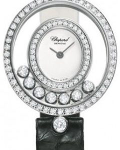 Chopard Damklocka 204292-1001 Ladies Happy Diamonds Vit/Läder Ø30 mm