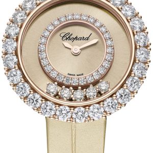 Chopard Damklocka 205369-5002 Happy Diamonds Beige/Läder Ø29 mm