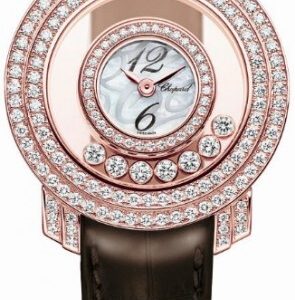 Chopard Damklocka 209245-5001 Ladies Happy Diamonds Vit/Läder Ø30 mm