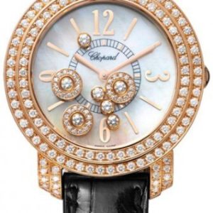 Chopard Damklocka 209274-5001 Ladies Happy Diamonds Vit/Läder Ø30 mm