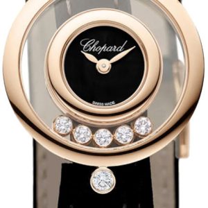 Chopard Damklocka 209415-5004 Happy Diamonds Grön/Läder Ø26 mm