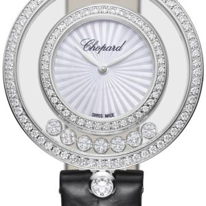 Chopard Damklocka 209426-1201 Happy Diamonds Silverfärgad/Läder