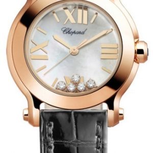 Chopard Damklocka 274189-5001 Happy Sport Vit/Läder Ø30 mm