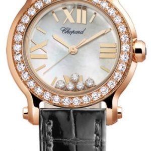 Chopard Damklocka 274189-5005 Happy Sport Vit/Läder Ø30 mm