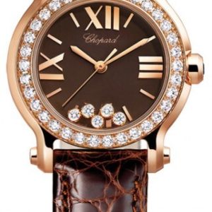 Chopard Damklocka 274189-5006 Happy Sport Brun/Läder Ø30 mm