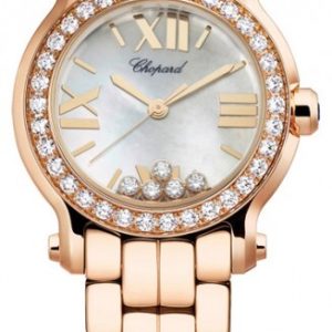 Chopard Damklocka 274189-5007 Happy Sport Vit/18 karat roséguld Ø30