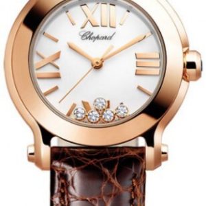 Chopard Damklocka 274189-5010 Happy Sport Brun/Läder Ø30 mm