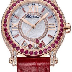 Chopard Damklocka 274302-5005 Happy Sport Vit/Läder Ø30 mm