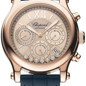 Chopard Damklocka 274653-5001 Happy Sport Roséguldstonad/Läder Ø40