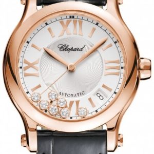 Chopard Damklocka 274808-5001 Happy Sport Silverfärgad/Läder Ø36 mm