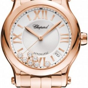 Chopard Damklocka 274808-5002 Happy Sport Vit/18 karat roséguld Ø36