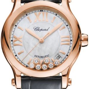 Chopard Damklocka 274808-5008 Happy Sport Silverfärgad/Läder Ø36 mm