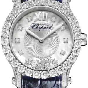 Chopard Damklocka 274809-1001 Happy Sport Vit/Läder Ø36 mm