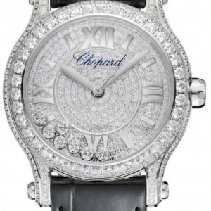 Chopard Damklocka 274891-1001 Happy Sport Silverfärgad/Läder Ø36 mm