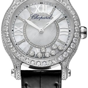 Chopard Damklocka 274891-1008 Happy Sport Silverfärgad/Läder Ø36 mm