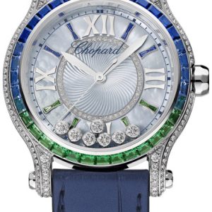 Chopard Damklocka 274891-1027 Happy Sport Silverfärgad/Läder Ø36 mm