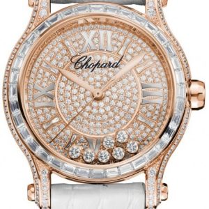 Chopard Damklocka 274891-5005 Happy Sport Guldtonad/Läder Ø36 mm