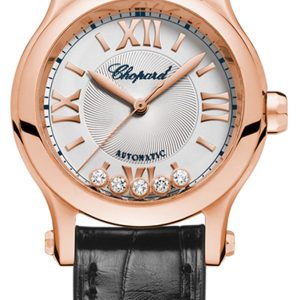 Chopard Damklocka 274893-5001 Happy Sport Silverfärgad/Läder Ø30 mm